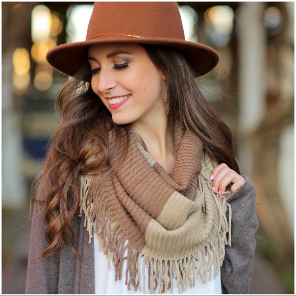 Infinity Raine Accessories - ✨LAST ONE✨Mocha Colorblock Fringe Infinity Scarf